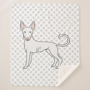 White Ibizan Hound Smooth Coat Cartoon Dog & Paws Sherpa Blanket