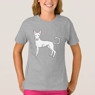 White Ibizan Hound Smooth Coat Cute Cartoon Dog T-Shirt