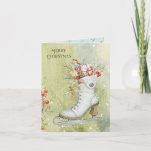 White Ice Skate Christmas Card