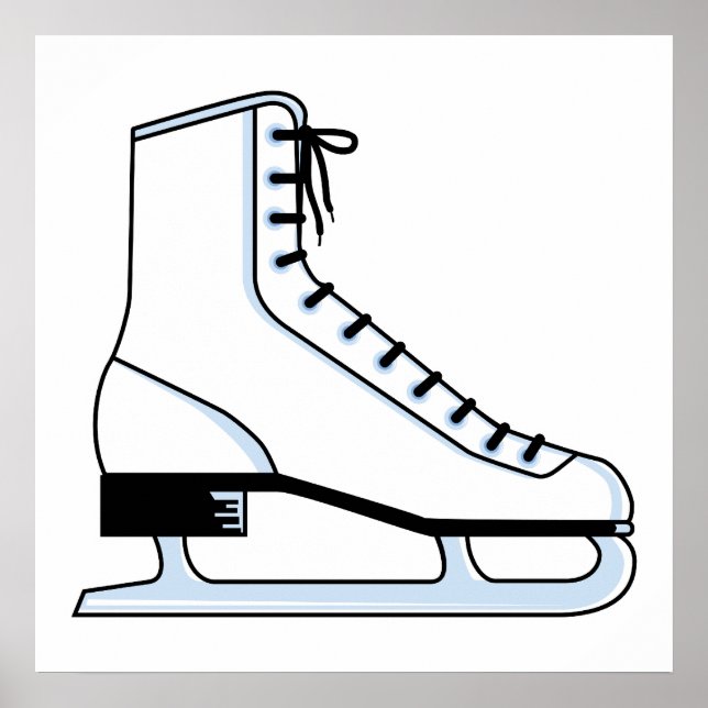 white ice skate vector graphic poster (Front)