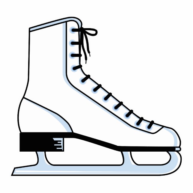 white ice skate vector graphic standing photo sculpture (Front)