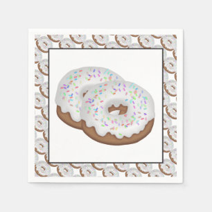 White iced doughnut paper napkins