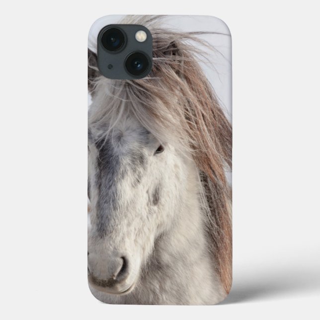 White Icelandic Horse Headshot Case-Mate iPhone Case (Back)