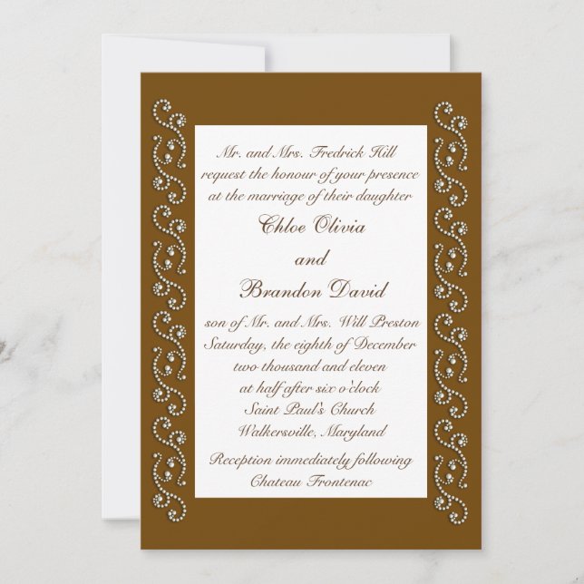 White Icing on Chocolate Wedding Invitation (Front)