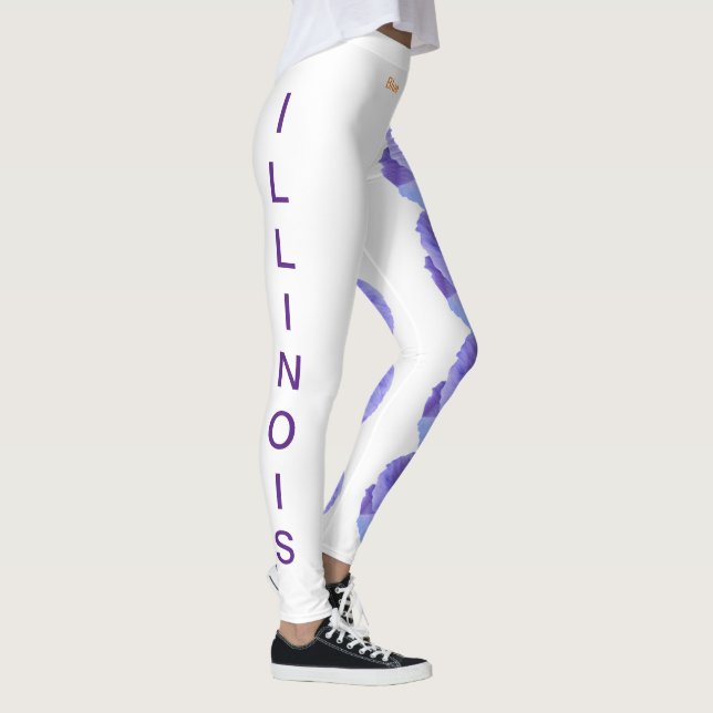 White Illinois State Flower Blue Violet Leggings (Right)
