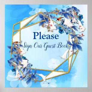 White Illustrated Watercolor Moonflower Guest Book