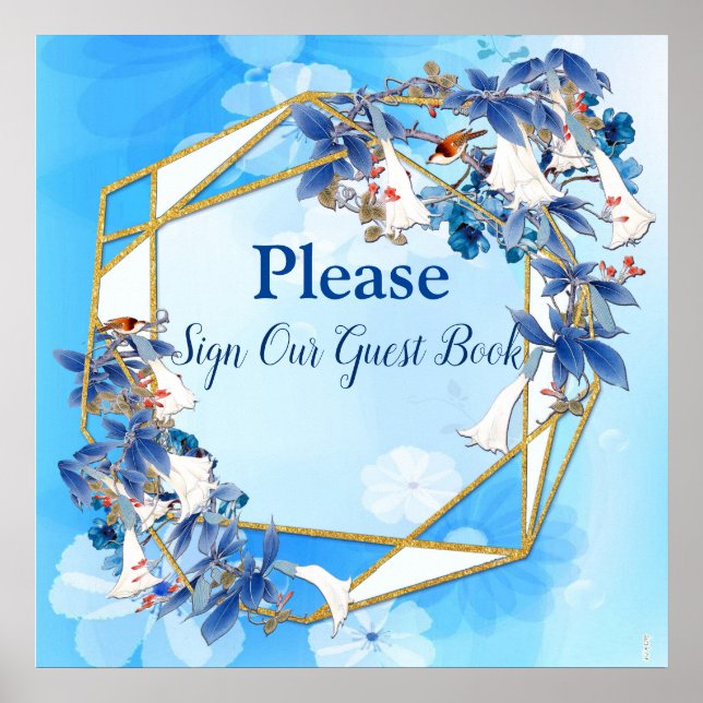 White Illustrated Watercolor Moonflower Guest Book (Front)