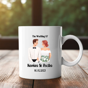White Illustration Wedding Gift Print Mug