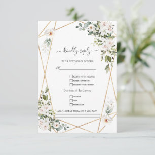White Imperial Lilies Roses Song Request Wedding   RSVP Card