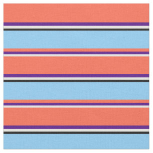 White, Indigo, Red, Light Sky Blue, and Black Fabric