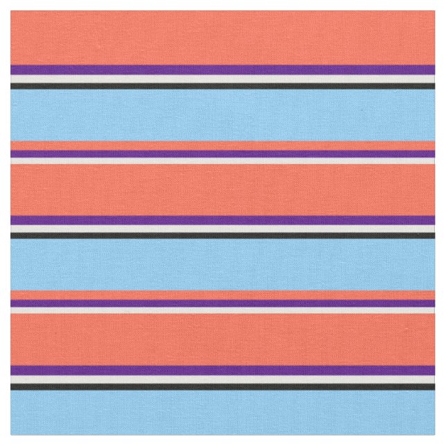White, Indigo, Red, Light Sky Blue, and Black Fabric (Close Up)