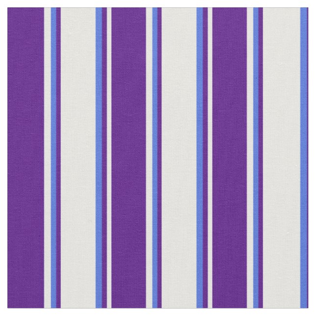 White, Indigo & Royal Blue Coloured Lines Fabric (Close Up)