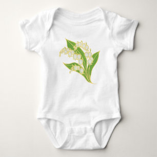 White Infant Creeper: Lily of the Valley Baby Bodysuit