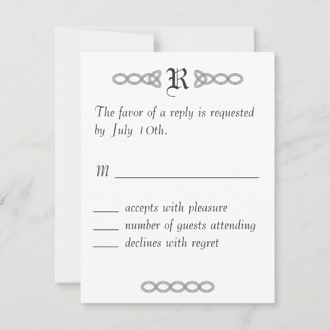 White Infinity Wedding RSVP Card (Front)