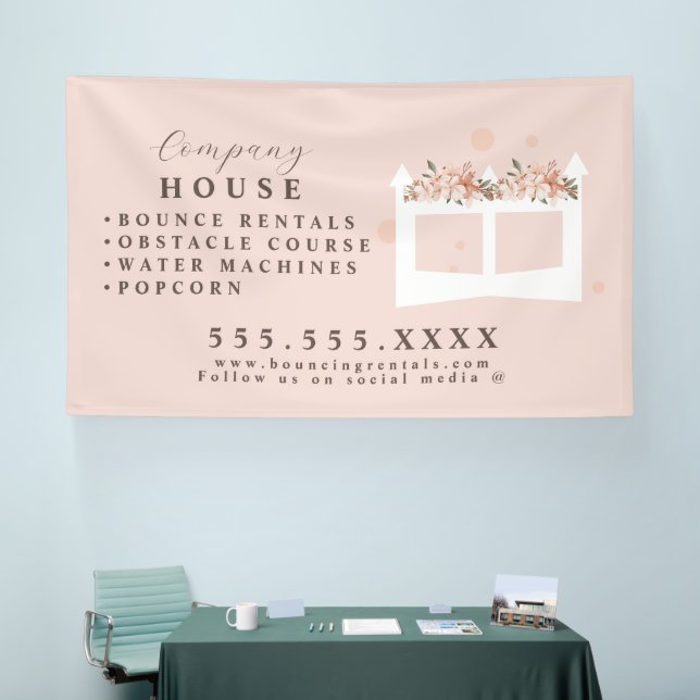 White Inflatable Castle House Bounce Party Rental Banner (Tradeshow)