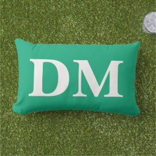 White Initials trendy natural green summer style Lumbar Cushion