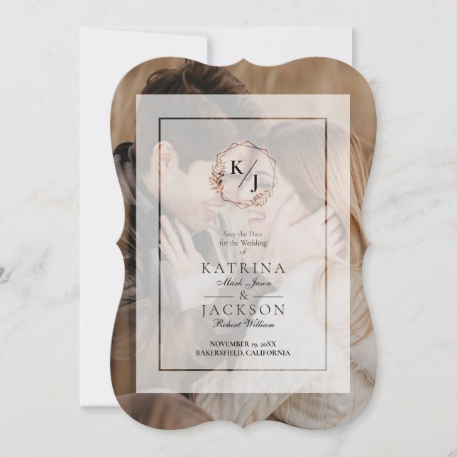 White Initials Vellum Wedding Invitation (Front)