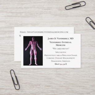 White Internist DR Human Body Internal Medicine Business Card
