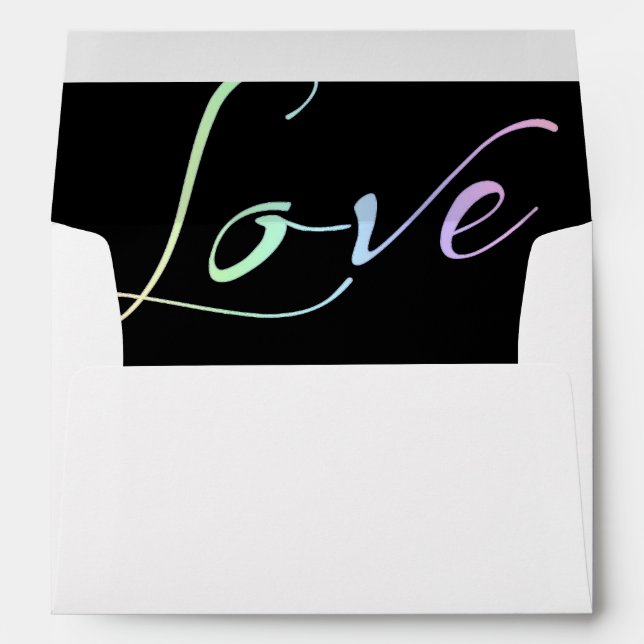 White Invitation Envelope Rainbow Love Liner (Back (Bottom))