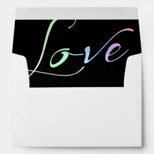 White Invitation Envelope Rainbow Love Liner