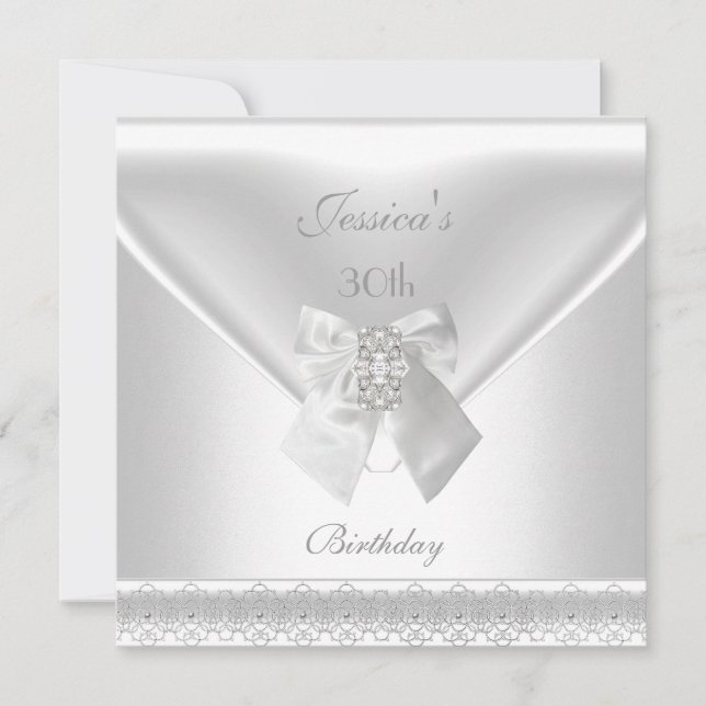 White Invitation White 30th Birthday party (Front)