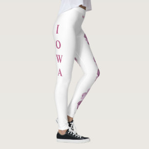 White Iowa State Flower Wild Rose Leggings