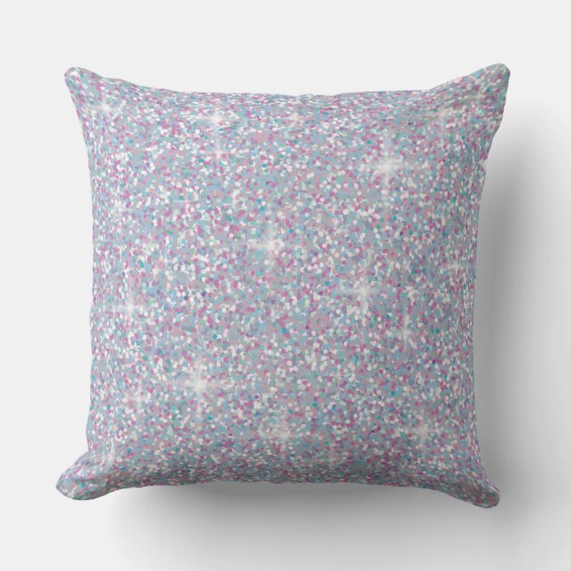 White iridescent glitter cushion (Front)