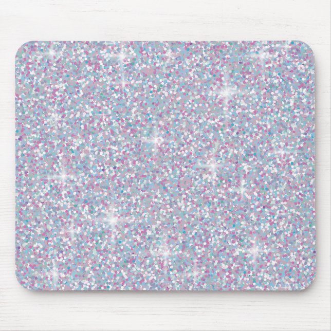 White iridescent glitter mouse pad (Front)