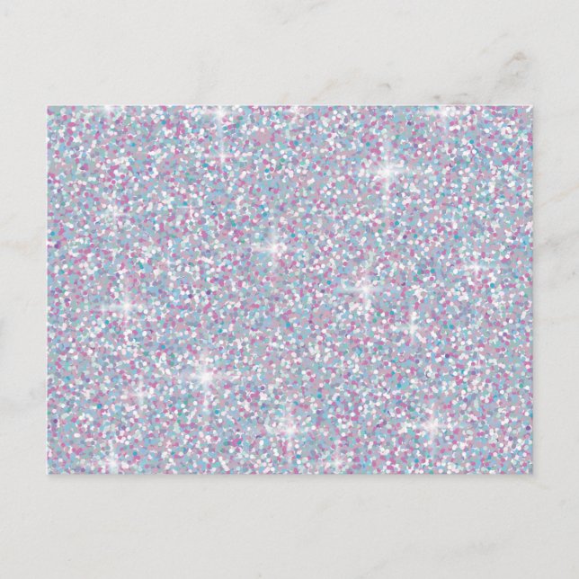 White iridescent glitter postcard (Front)