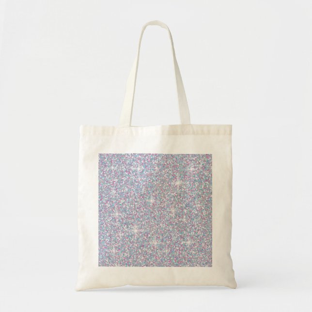 White iridescent glitter tote bag (Front)