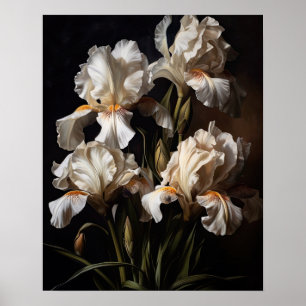 White Iris Flowers Art Print Poster