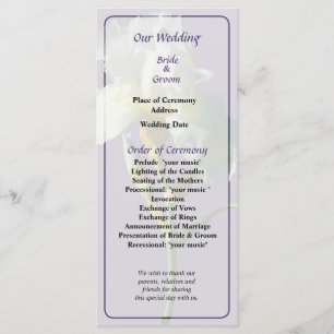 White Iris in Sunshine Wedding Program Programme