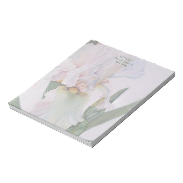 WHITE IRIS WATERCOLOR FLOWER NOTE PAD (Rotated)