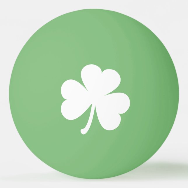 White Irish Shamrock | Green Ping Pong Ball (Front)