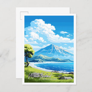 White Island New Zealand vintage travel Postcard