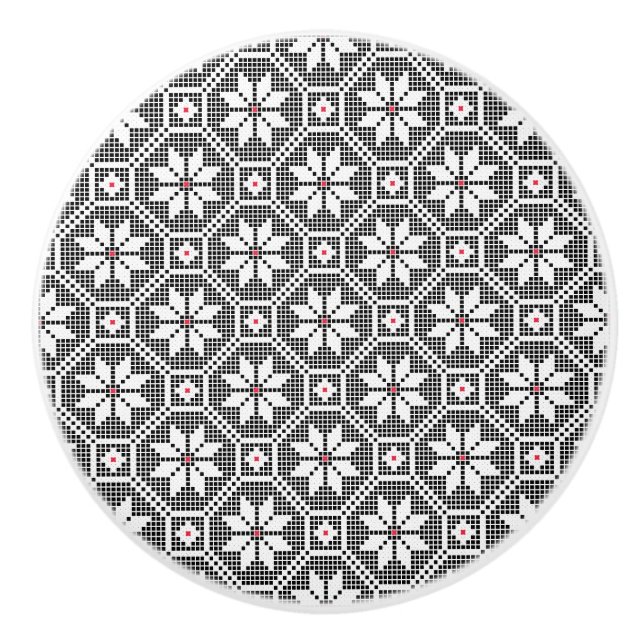 White isolated lace on CUSTOMIZE black background Ceramic Knob (Front)
