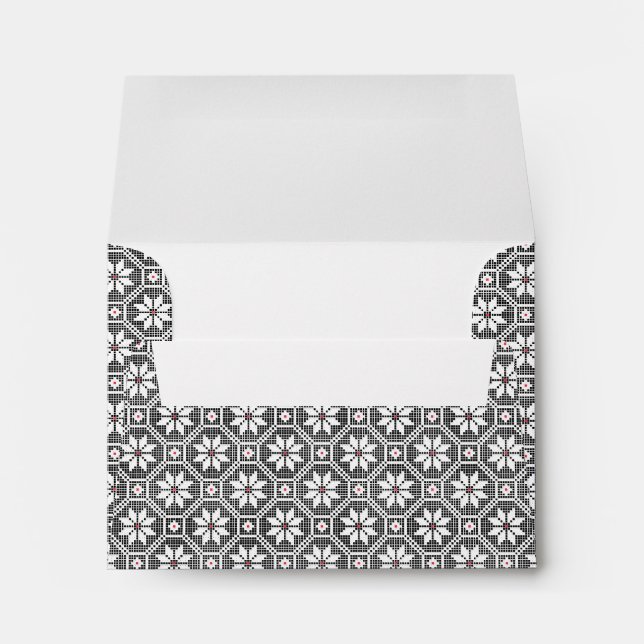 White isolated lace on CUSTOMIZE black background Envelopes (Back (Bottom))