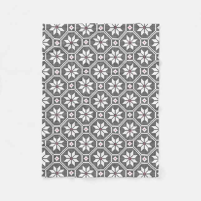White isolated lace on CUSTOMIZE black background Fleece Blanket (Front)
