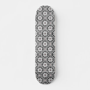White isolated lace texture on black background skateboard