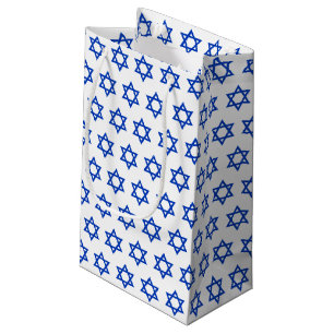 White Israeli Flag Gifts Bag, Patriotic Israel Small Gift Bag