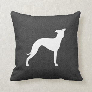 White Italian Greyhound Silhouette Iggy Dog Grey Cushion