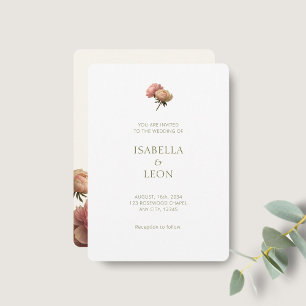 White & Ivory Blush Rose Wedding Invitation