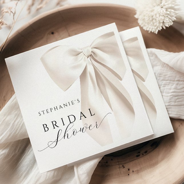 White Ivory Bow Bridal Shower Napkin (Creator Uploaded)