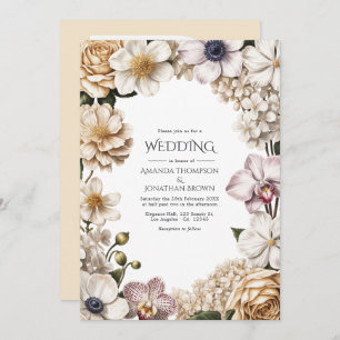 White, Ivory & Champagne Wedding Invitation
