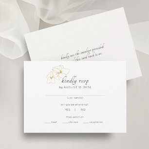 White & Ivory   Chic Floral Minimal Wedding RSVP Card