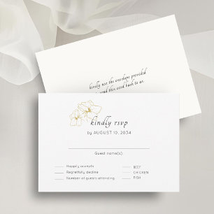 White & Ivory   Chic Floral Minimal Wedding RSVP Card