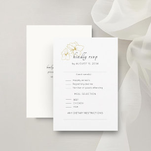 White & Ivory   Chic Floral Minimal Wedding RSVP Card