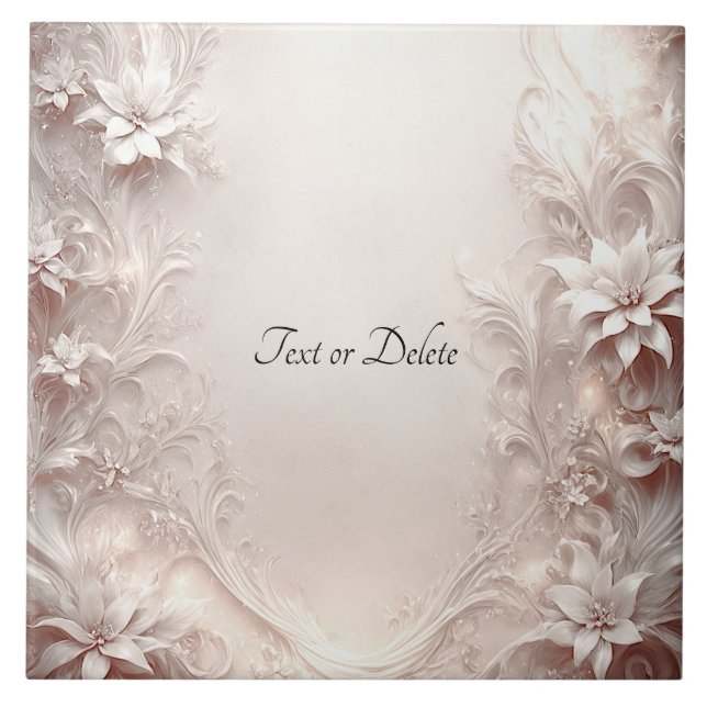 White Ivory Floral Ceramic Tile (Front)