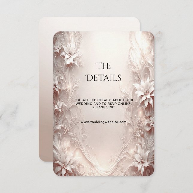 White Ivory Floral Detail Enclosure Card (Front/Back)