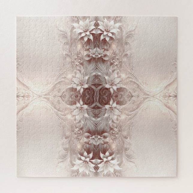 White Ivory Floral Jigsaw Puzzle (Vertical)